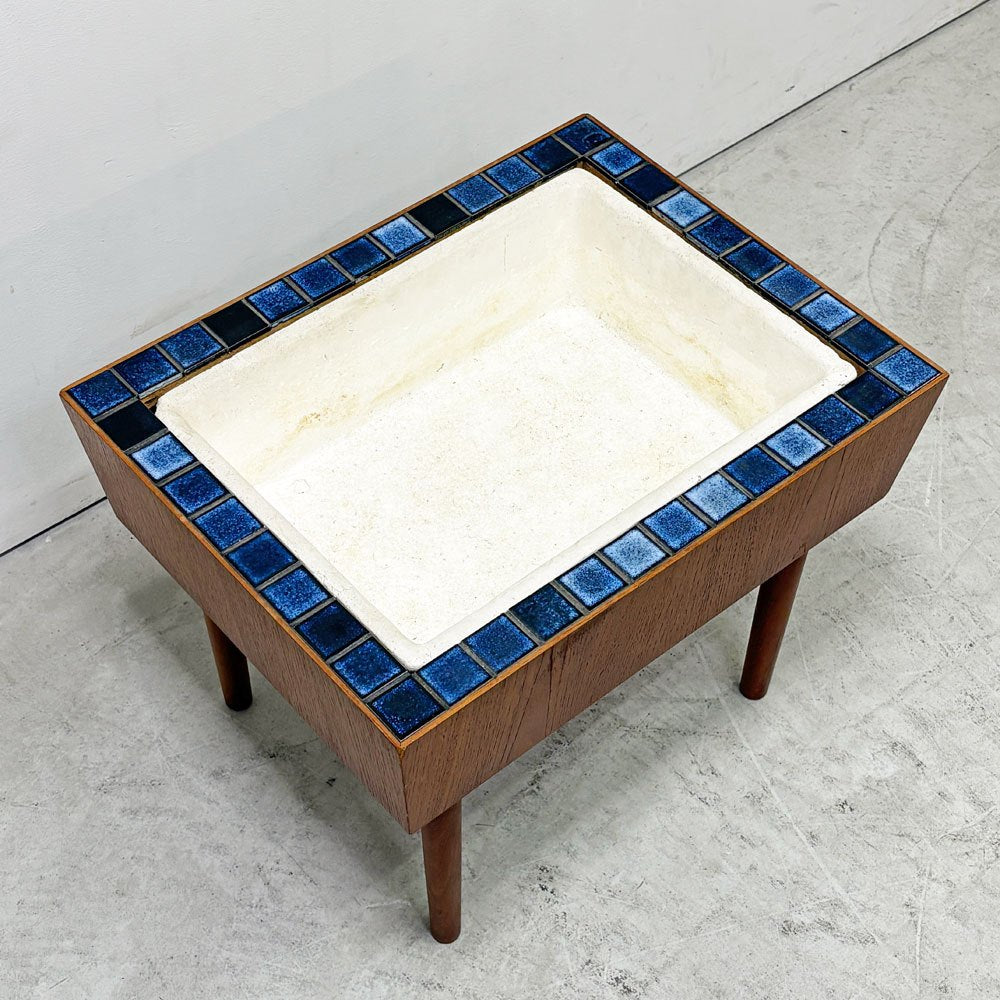 デンマーク ビンテージ Danish Vintage チーク材 プランタースタンド フラワースタンド タイルトップ ポリスチレンボックス 北欧家具 ●