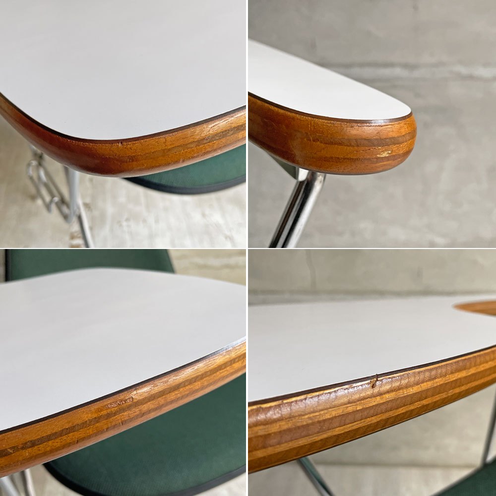 ハーマンミラー Herman Miller サイドシェルチェア セカンド 2nd ビンテージ アプホルスター スクールベース 肘掛けテーブル付 イームズ ミッドセンチュリー B  ♪