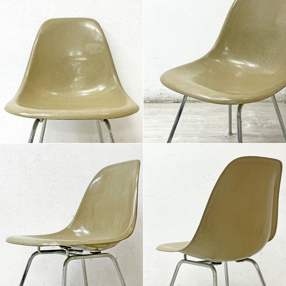ハーマンミラー Herman Miller ビンテージ サイドシェルチェア ダイニングチェア 2nd FRP グレージュ Hベース イームズ ミッドセンチュリー ●