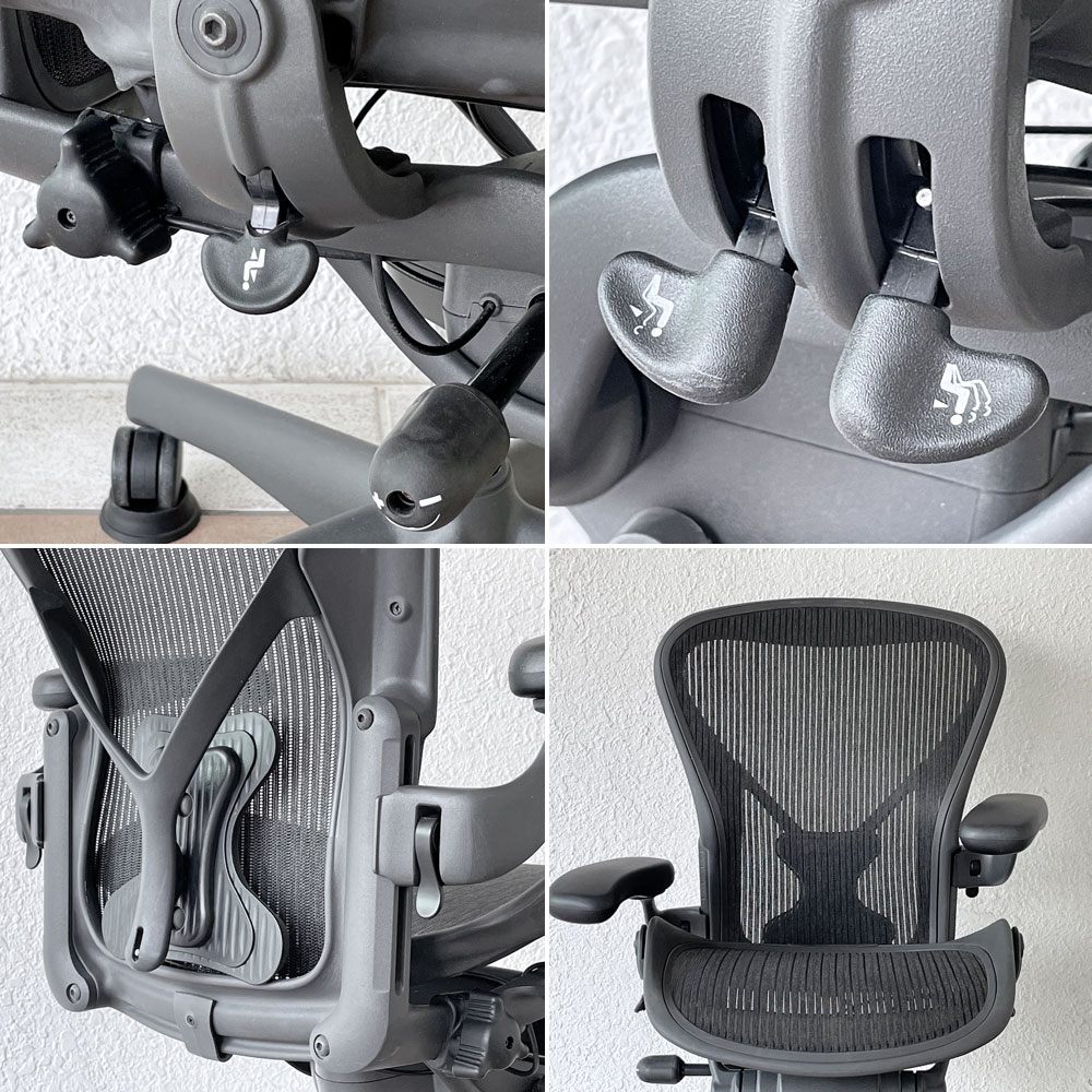 ハーマンミラー Herman Miller アーロンチェア Bサイズ ポスチャーフィット フル装備 グラファイト ビル・スタンフ＆ドン・チャドウィック ◇