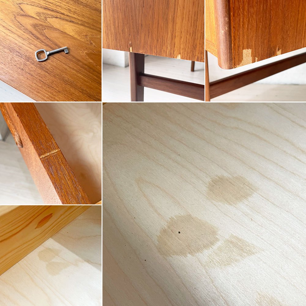 デンマークビンテージ Danish Vintage チーク材 両袖デスク 袖机 パーソナルデスク 北欧家具 Teak Vintage desk 鍵付属  ★