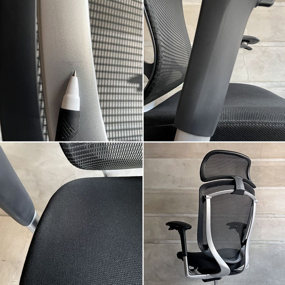 オカムラ okamura コンテッサセコンダ Contessa seconda CC87XR-FPC1 オフィスチェア デスクチェア エクストラハイバック ブラック 固定ヘッドレスト アジャストアーム ♪