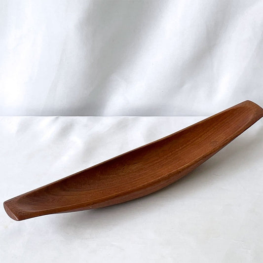 デンマークビンテージ Danish vintage チーク無垢材 トレイ 舟形 W40cm 北欧雑貨 ◇