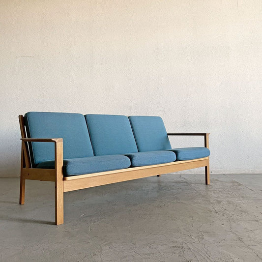 カーフ Karf トリムプラス Tolime+ 3シートソファ 3人掛け W184cm ホワイトオーク無垢材 ファブリック ブルー系 朝倉芳満 現行定価￥291,000- 〓