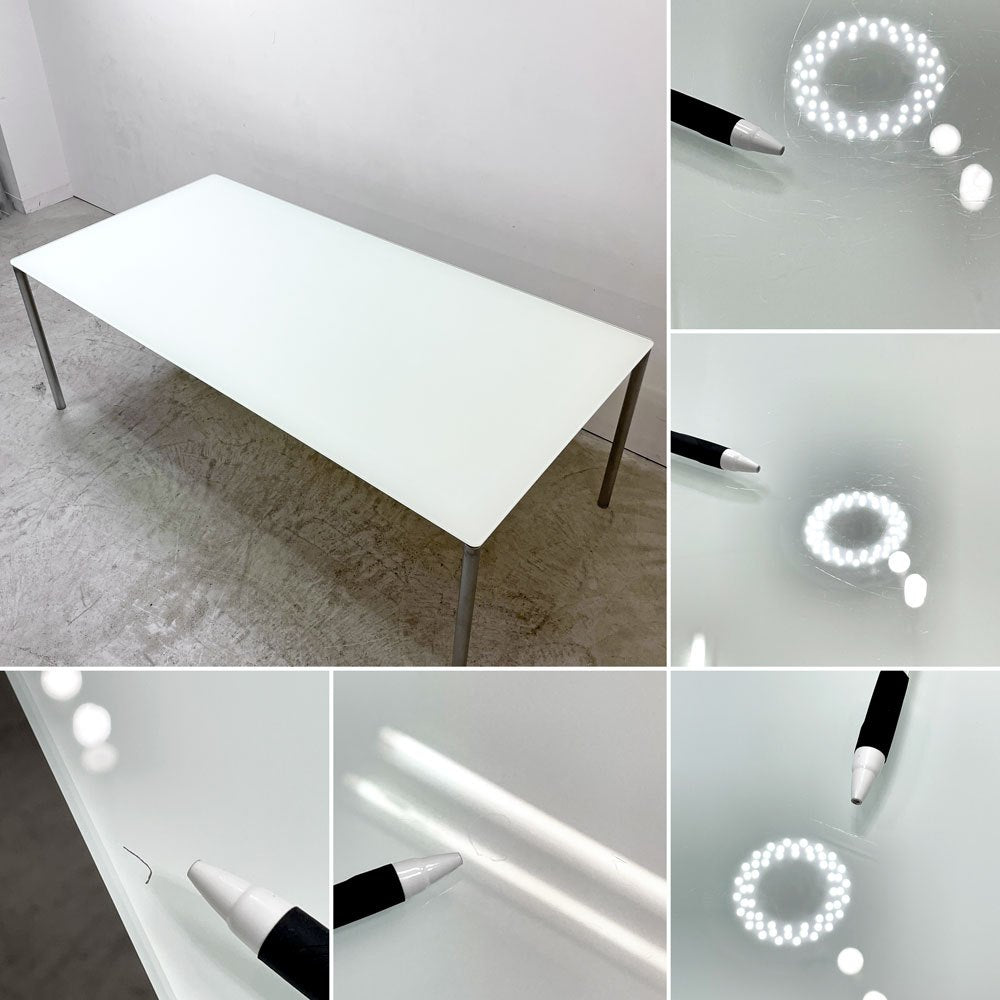 フリッツハンセン Fritz Hansen プラーノ PLANO ダイニングテーブル W200×D100cm ガラス天板 裏面焼付塗装 北欧 デンマーク モダンデザイン ●