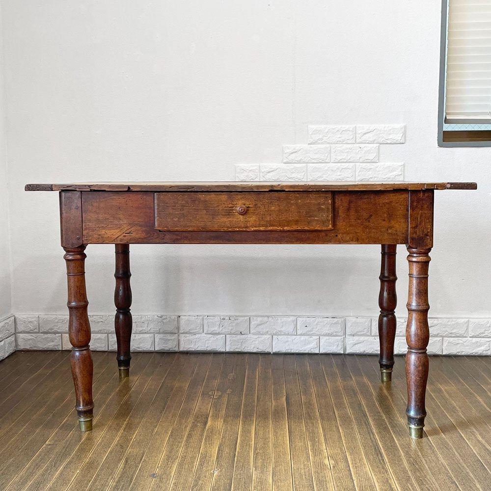 フランスビンテージ France Vintage ダイニングテーブル デスク 作業台 1ドロワー シャビーシック ◎