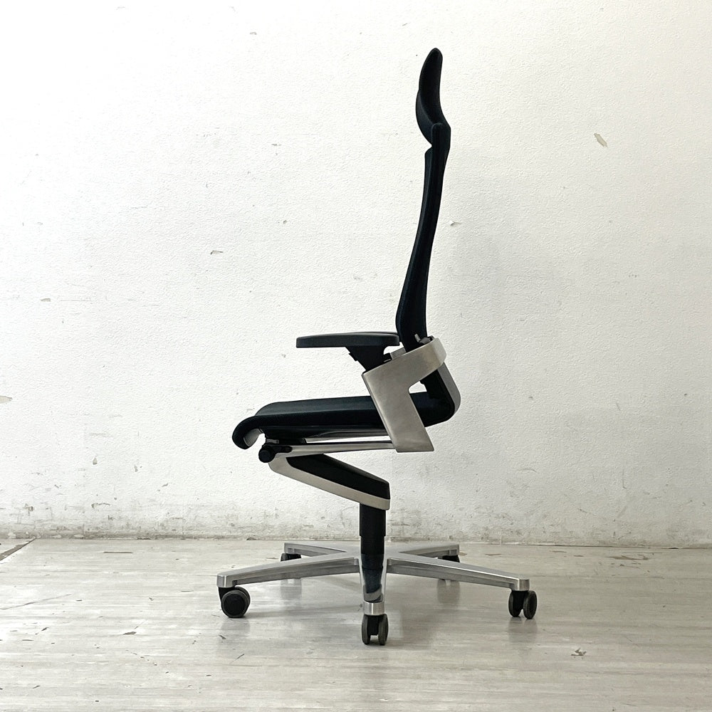 ウィルクハーン Wilkhahn オン ON.シリーズ オフィスチェア ハイバック ヘッドレスト付 XWH-17573HK3599 ファイバーフレックス アルミつや消し ●