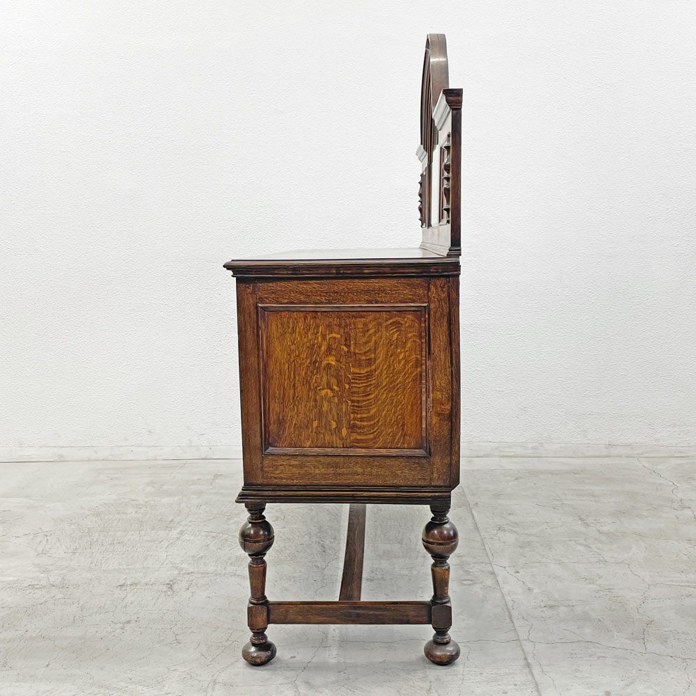 UKビンテージ オーク材 ミラーバック サイドボード Oak Mirror back Sideboard cabinet 英国家具 アンティーク イギリスビンテージ 〓
