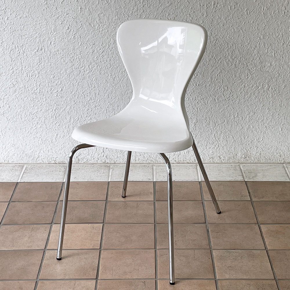 イデー IDEE ヨーンチェア YAWN CHAIR FRP ホワイト ダイニングチェア 廃番品 岡嶌 要 デザイン ◇