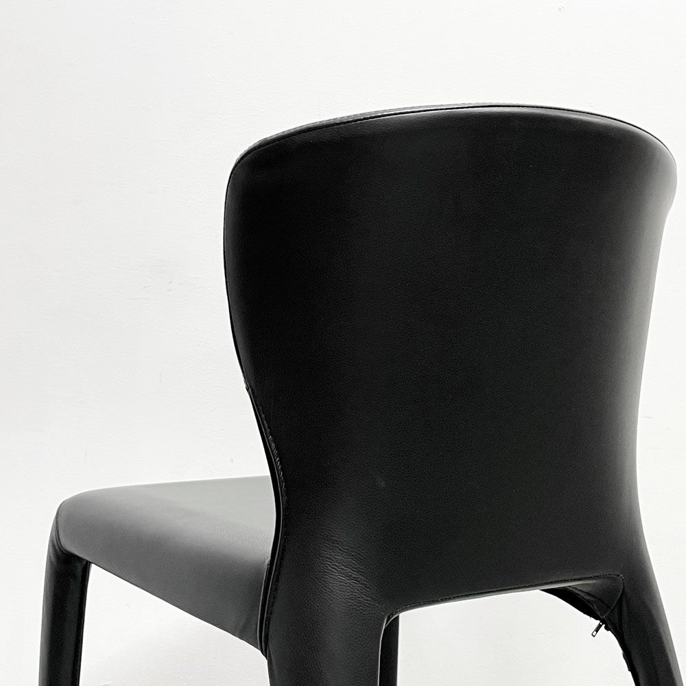 カッシーナ Cassina オラ 369 HOLA アームレスチェア ダイニングチェア 本革 ブラックレザー ハンス・ウェッツスタイン イタリア 定価￥418,000- B ●