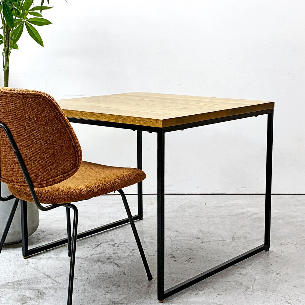 リセノ Re:CENO ワイリー WIRY ダイニングテーブル スクエア オーク材 アイアンレッグ W80cm ●