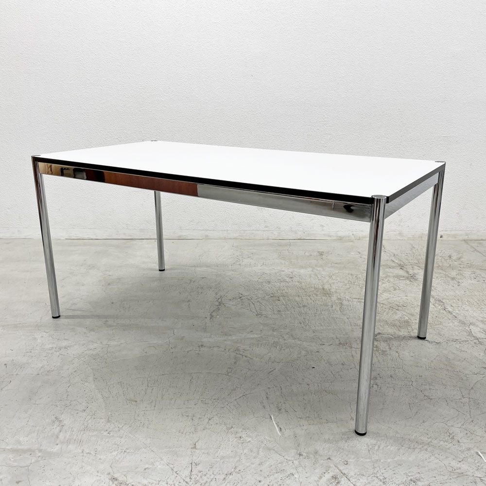 USMモジュラーファニチャー USM Haller ハラーテーブル ワーキングデスク ダイニングテーブル W150cm アジャスター パールグレーラミネート(ホワイト) 高さ調整機能付 〓