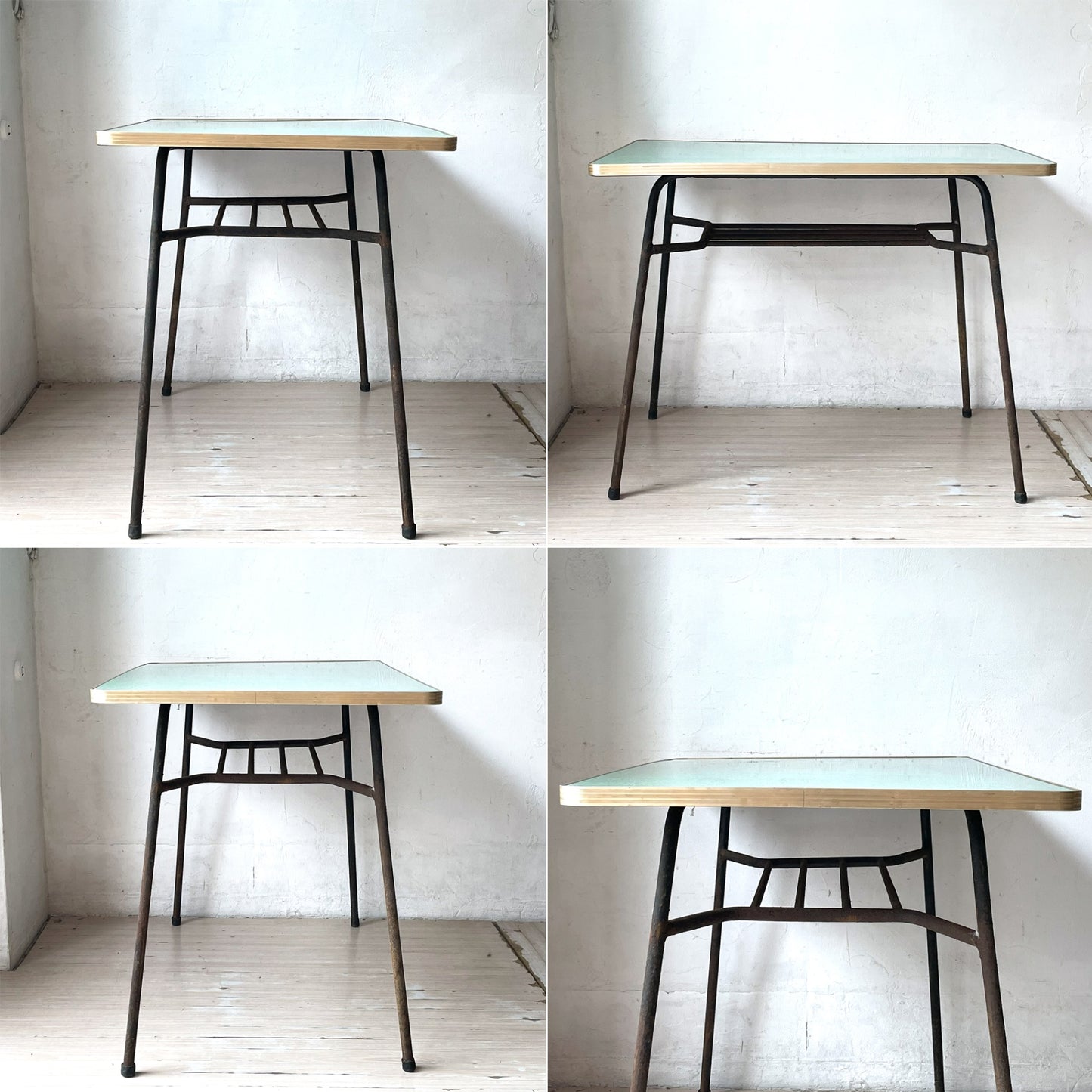 ジャパンビンテージ Japan Vintage 昭和レトロ 日本の古いテーブル デコラトップ 鉄脚 昭和レトロ 古道具 古家具 ★