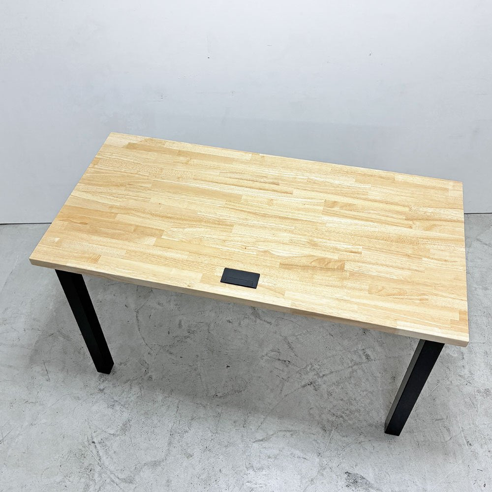 かなでもの KANADEMONO ザ・テーブル THE TABLE デスク ブラック 120x60cm スクエアバー脚 ブラック  ナチュラル 配線孔付き ●