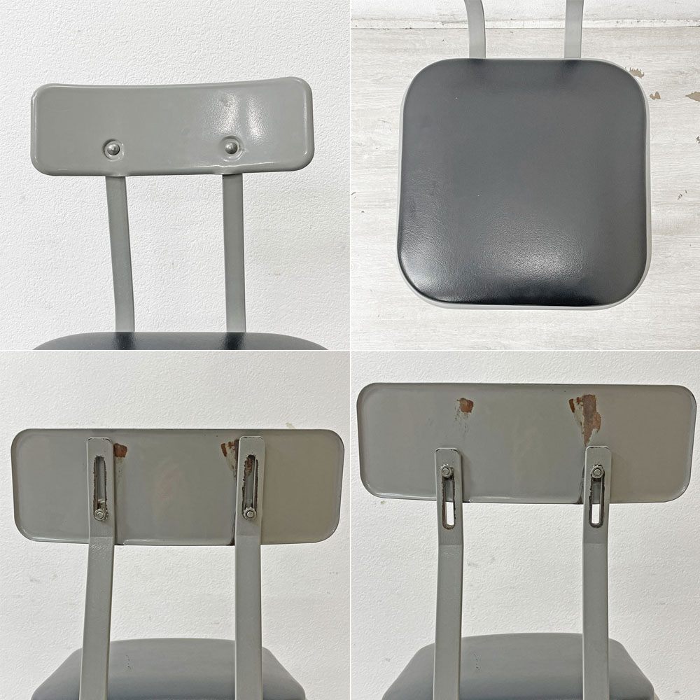 リオン LYON ファクトリー チェア FACTORY CHAIR カウンターチェア グレー バックレスト クッション PVCレザー 座面高69cm パシフィックファニチャーサービス P.F.S取り扱い E ●
