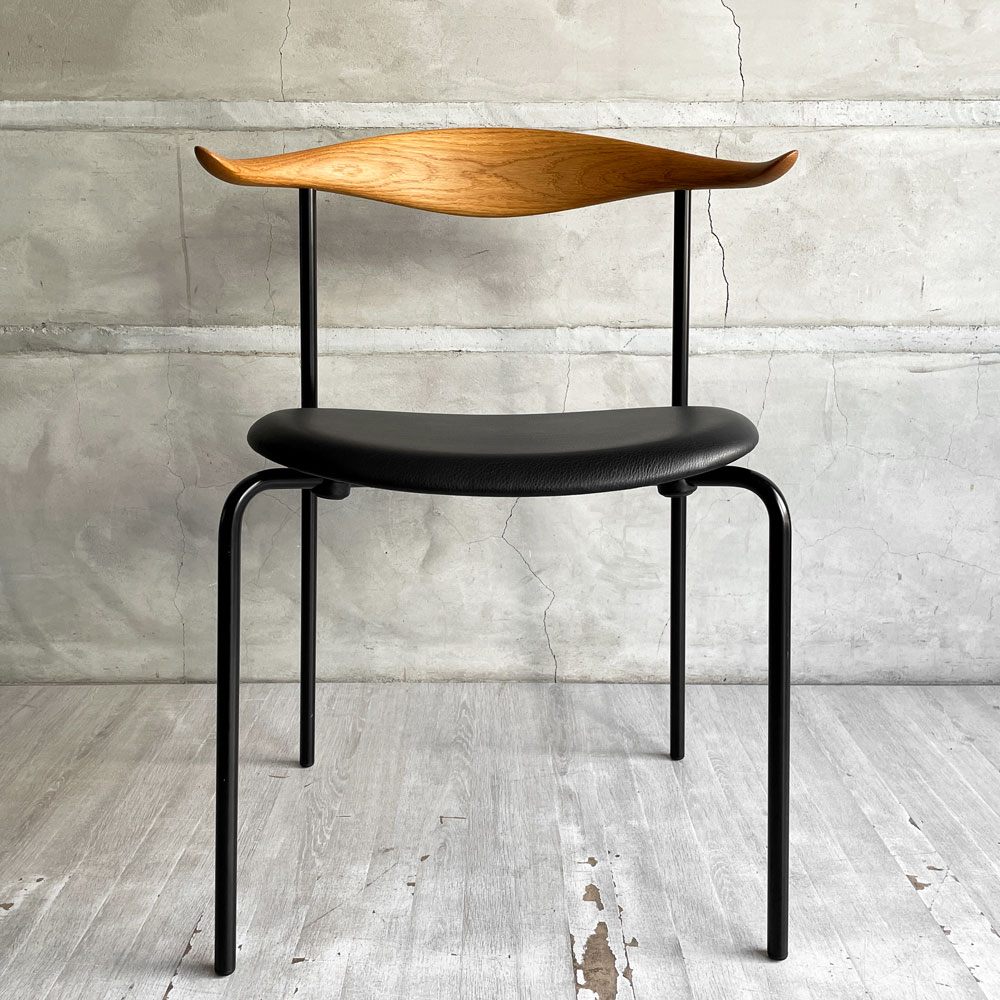 カールハンセン＆サン Carl Hansen & Son CH88P ダイニングチェア オーク材 本革 ブラックレザー ハンス・J・ウェグナー デンマーク 北欧家具 美品 ♪