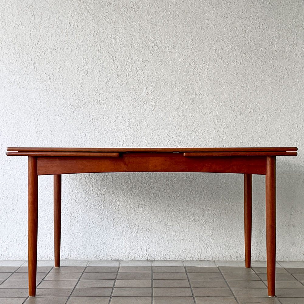 北欧ビンテージ vintage チーク材 エクステンションダイニングテーブル W140-195-250cm 伸長式 HIKE購入品 ◇