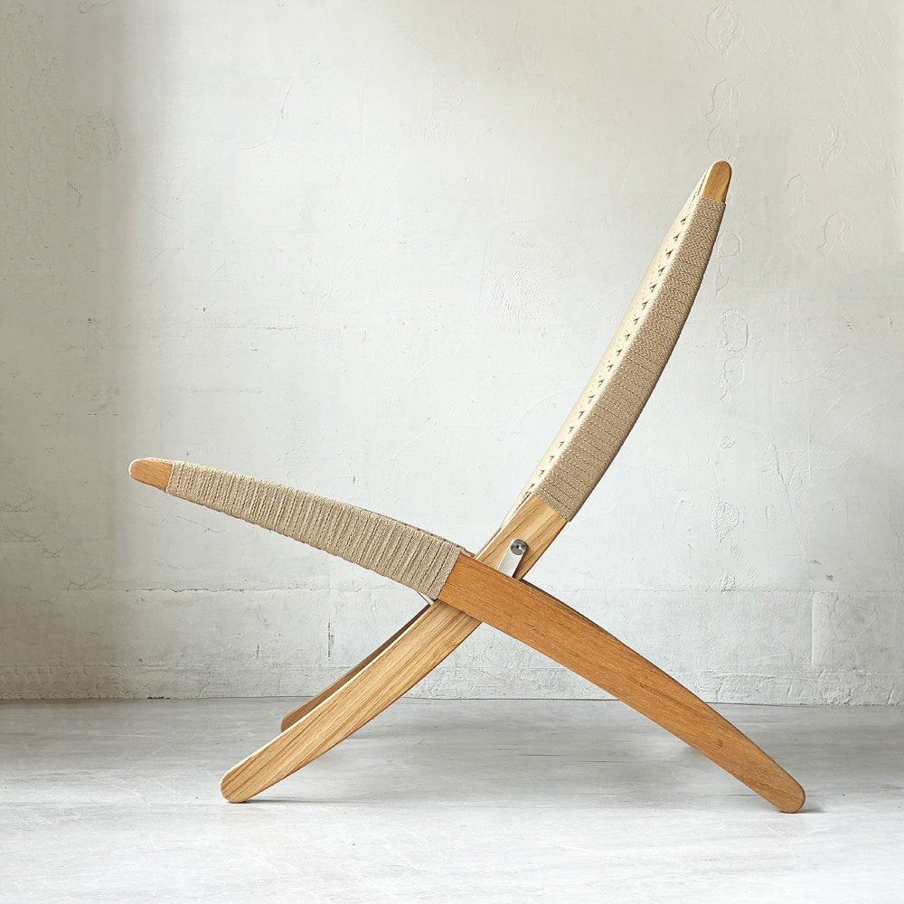 カールハンセン＆サン Carl Hansen & Son MG501 アウトドア キューバチェア Cuba Chair セサミ ラウンジチェア 折り畳み フォールディングチェア チーク材 フラットロープ モーテン・グットラー 北欧家具 デンマーク 美品 ★