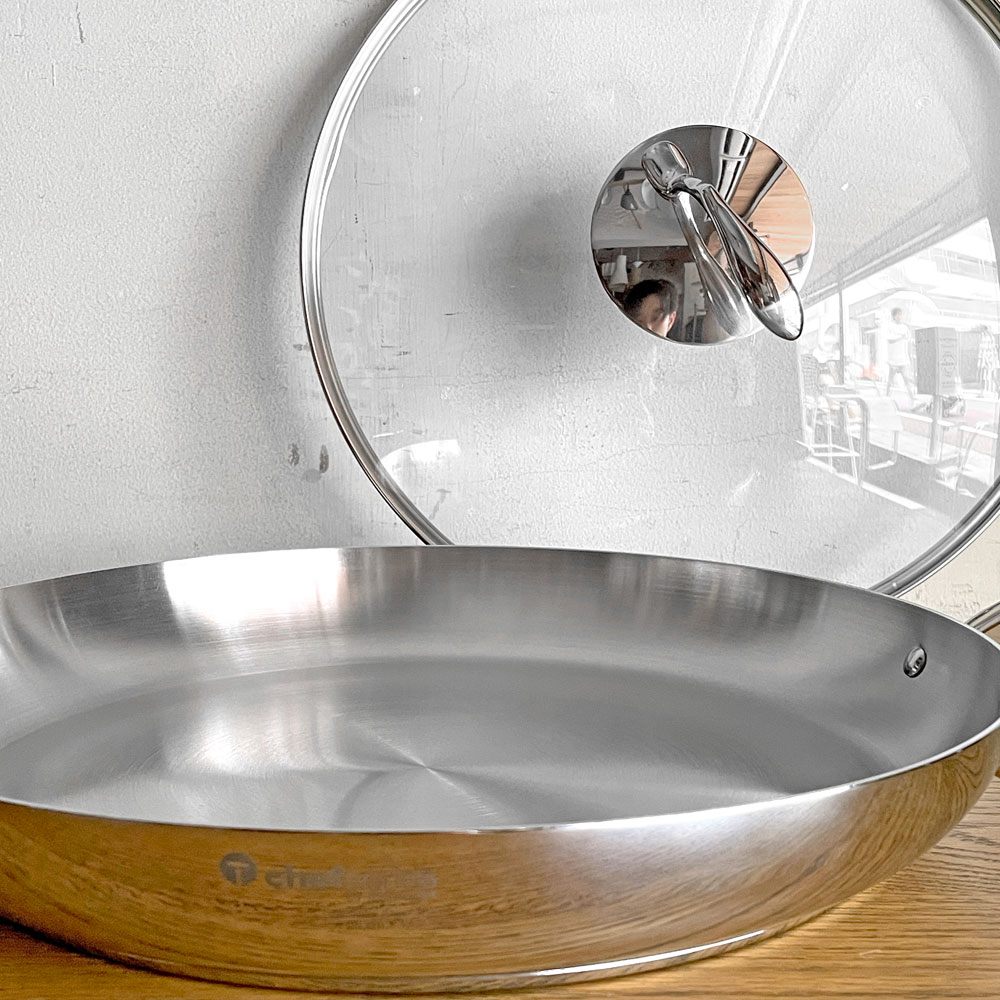 タッパーウェア Tupperware シェフシリーズ Chef Series パエリアパン Paella pan 36cm ガラス蓋付 ステンレス 日本未発売品 ■