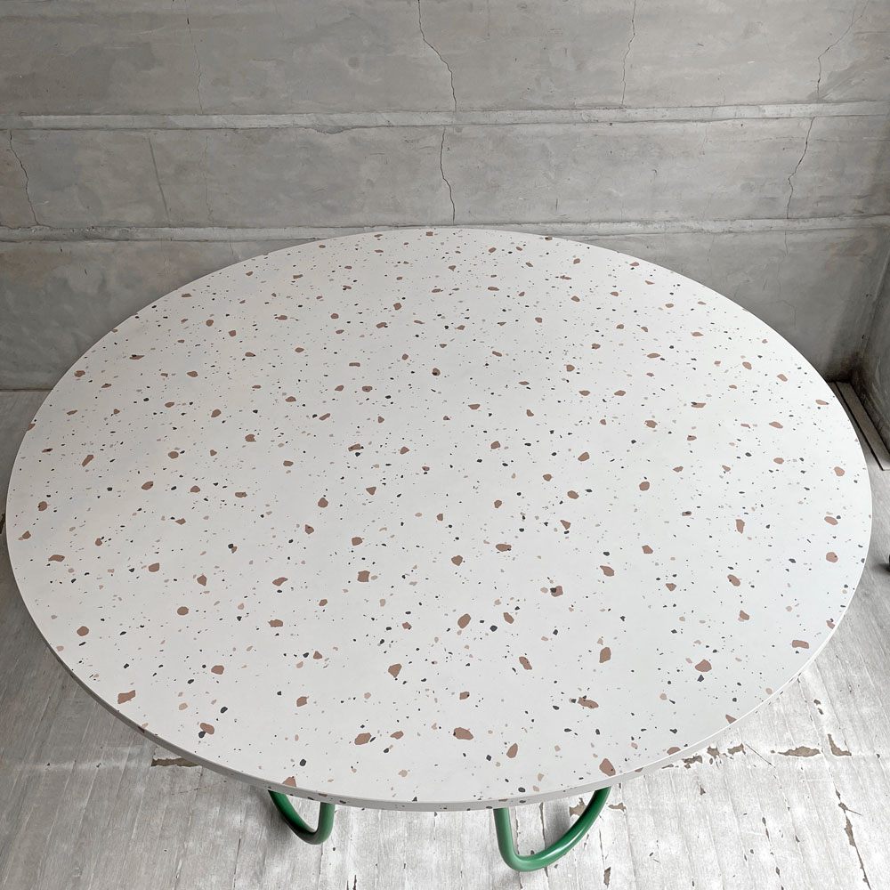 カリガリス Calligaris コヌビア connubia スツーレ STULLE ラウンド ダイニングテーブル テラッゾ×マットフォレストグリーン メラニン天板 メタルレッグ Φ120cm イタリアモダン 美品 ♪