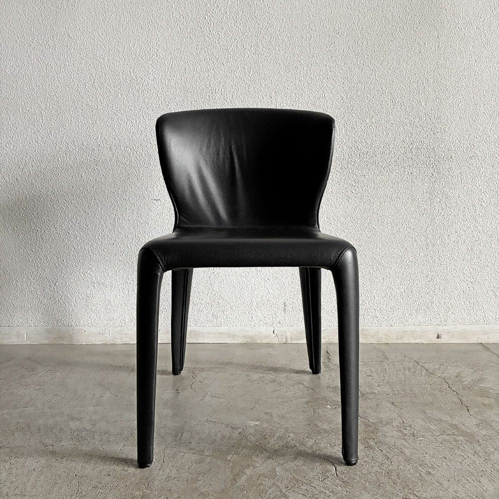 カッシーナ Cassina オラ 369 HOLA アームレスチェア ダイニングチェア 本革 ブラックレザー ハンス・ウェッツスタイン イタリア 定価￥418,000- 〓