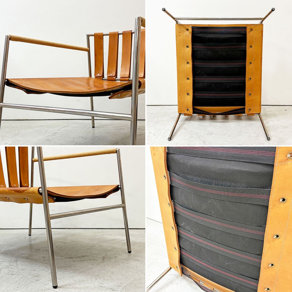 リッツウェル Ritzwell イビサフォルテ IBIZA FORTE イージーチェア ラウンジチェア ステンレスフレーム 本革 代替クッション付属  ●