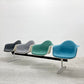 ハーマンミラー Herman Miller ビンテージ エアポートベンチ タンデムシート 4連 アームシェル 2nd ファブリック 新品張替え済 イームズ 希少 グレー・ライトグレー・ミント・スカイブルー D〓