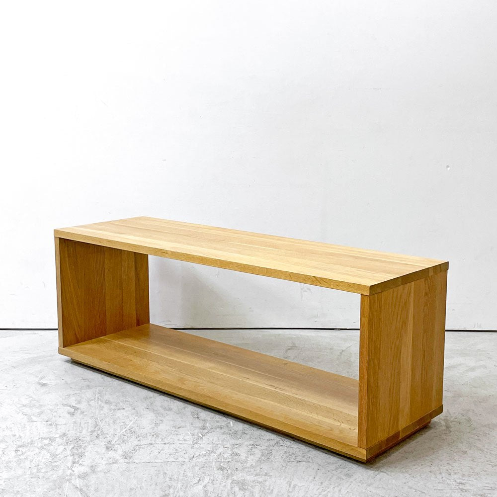 無印良品 MUJI オーク無垢材 ダイニングベンチ 板座 AVボード ローボード ロの字 W120cm ナチュラルモダン ●