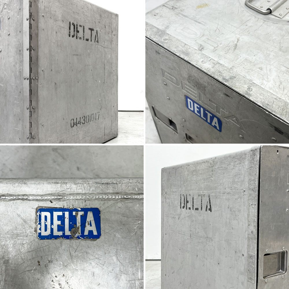 DELTA航空 ビンテージ ギャレーコンテナ ボックス Galley Box アルミ製 1ドア 6段 棚板付き 1960～70`s US Vintage D ●