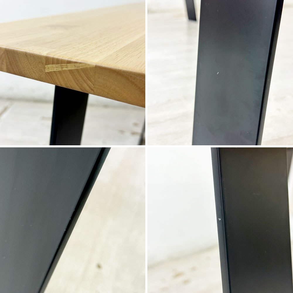 かなでもの KANADEMONO ザ・テーブル THE TABLE ダイニングテーブル デスク ラバーウッド無垢集成材 スチール W100cm ナチュラル インダストリアル ●