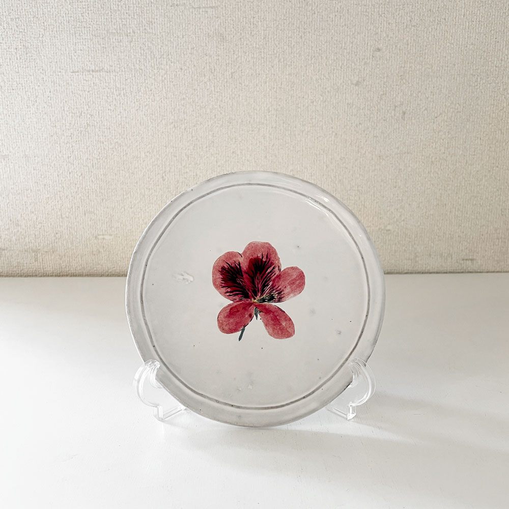 アスティエ・ド・ヴィラット ASTIER de VILLATTE ジョン・デリアン John Derian パンジー ソーサー 16.5cm スモールプレート フランス 廃番 ◎