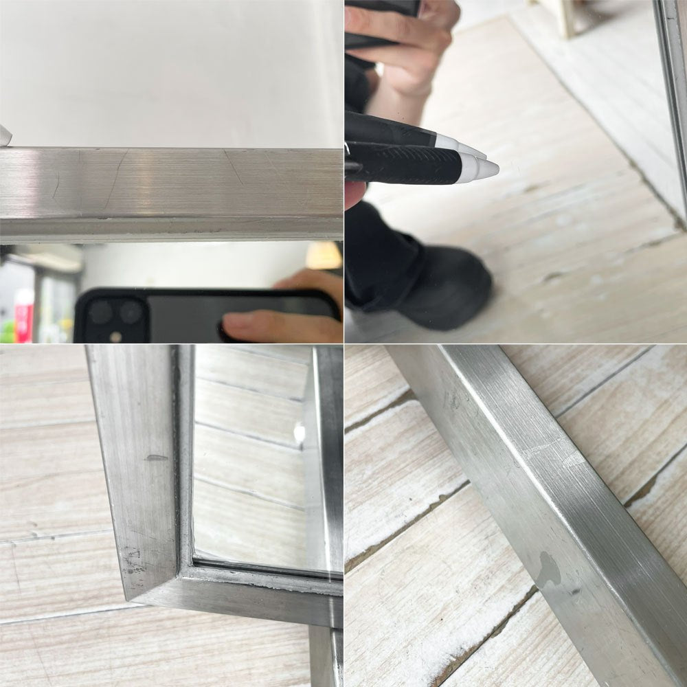 Modern Design モダンデザイン ステンレスフレーム スタンドミラー 両面 店舗什器 アジャスター付き ★