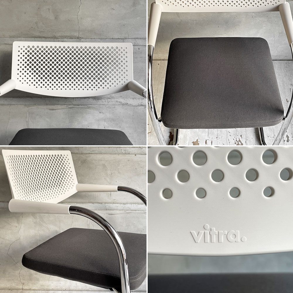 ヴィトラ vitra ビザビ2 Visavis2 アームチェア デスクチェア ホワイト/グレー カンティレバー スタッキング可能 アントニオ・チッテリオ ♪