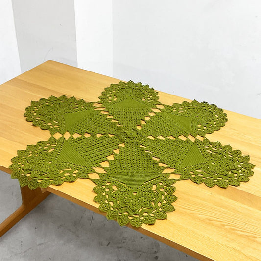 レース編み ドイリー テーブルマット 雪結晶 大判 94×90cm ●