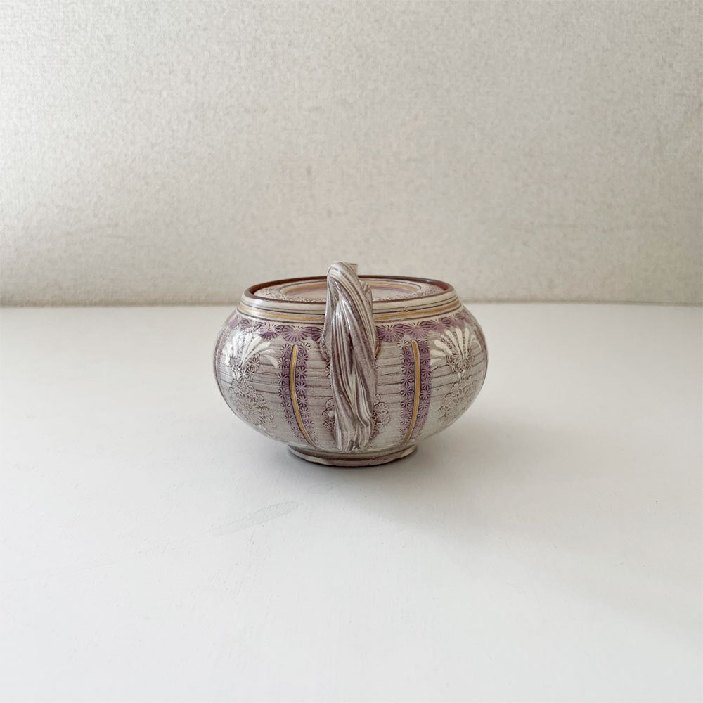 清水焼 森里陶楽 紫彩華紋急須 W17.5cm 伝統工芸 ◎