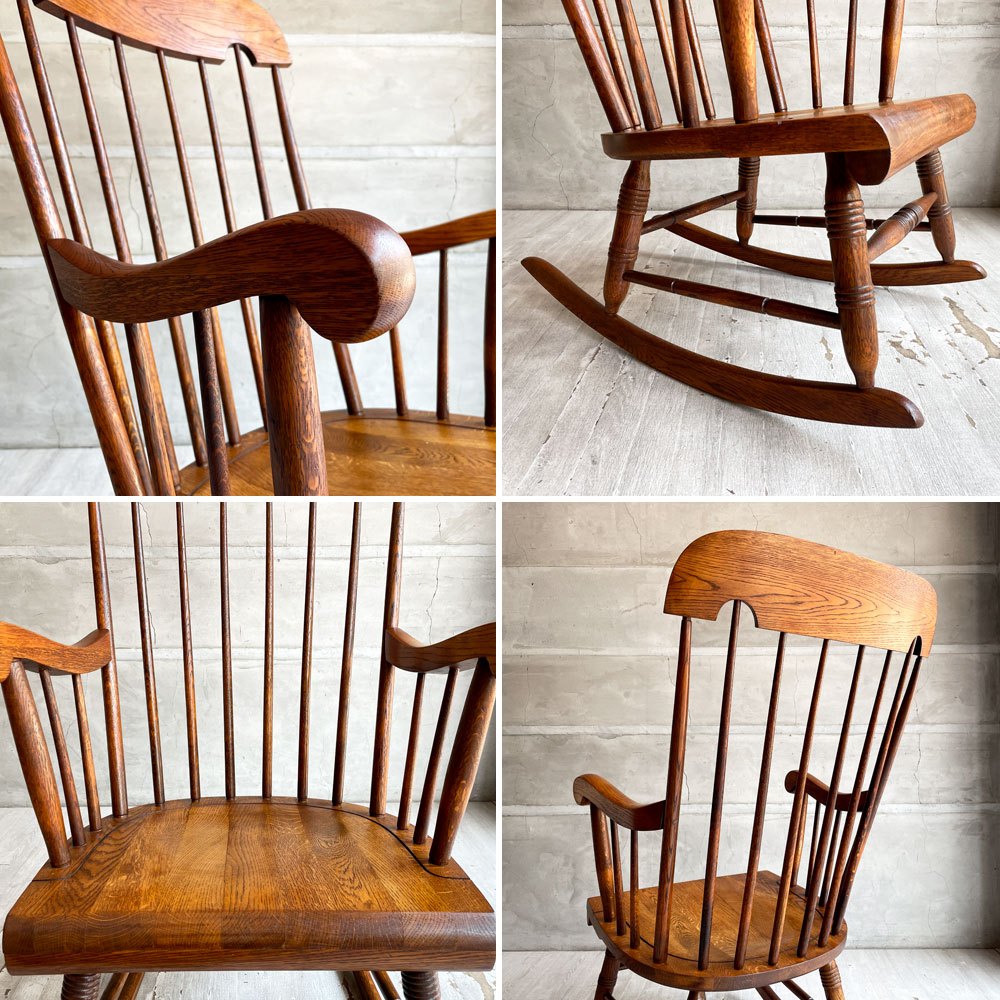 飛騨産業 HIDA キツツキ 穂高シリーズ ロッキングチェア ラウンジチェア C63 オーク無垢材 コロニアル ブラウン 定価￥91,300- ♪