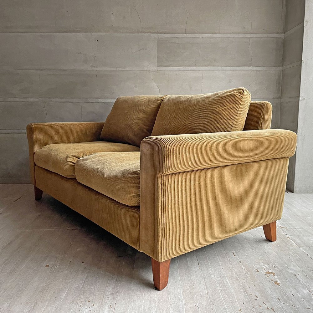 トラックファニチャー TRUCK FURNITURE FKソファ ジュニア FK SOFA Jr. 2シーター 2人掛け F-21 グリーンコーデュロイ フェザークッション ウォールナット無垢材 定価¥493,900-♪