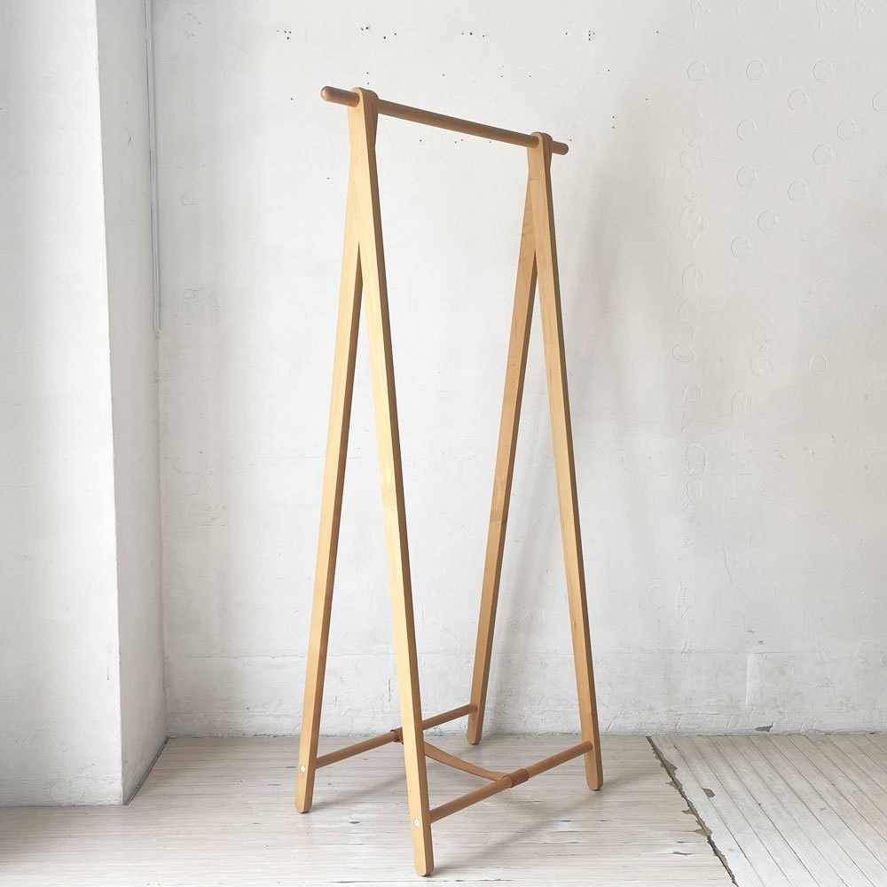 コサイン cosine ドレスラック ハンガーラック メープル材 レザー 折り畳み W76cm 旭川家具 ★