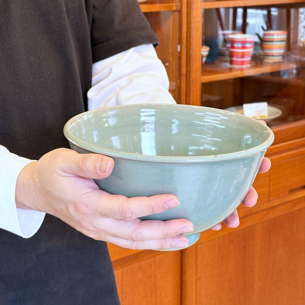 マルガレーテンヘーエ Keramische Werkstatt Margaretenhohe ボウル 丼 グリーン系 ろくろ目 李英才 現代作家 艶なし C ●