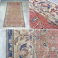 ビンテージ vintage トルコ製 手織り キリムラグ ランナー カーペット 絨毯 260x164cm レッド系 ボヘミアン柄 ◎