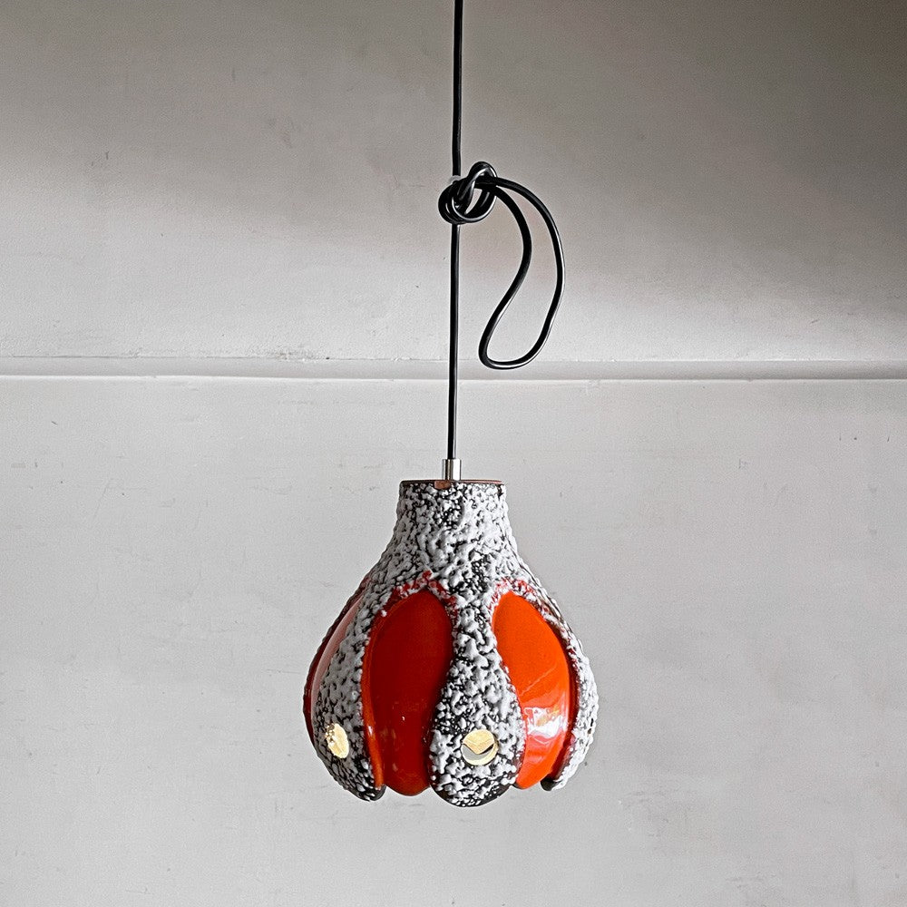 ファットラヴァ Fat lava ペンダントランプ ペンダントライト 陶製シェード セラミック 照明 Φ19cm 西ドイツ ビンテージ 希少 ■