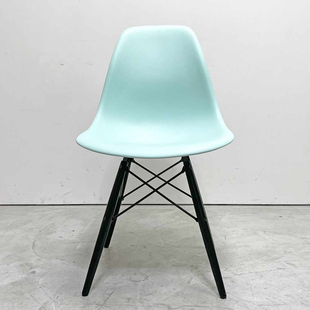 ハーマンミラー HermanMiller サイドシェルチェア ドゥエルレッグ DSW アクアスカイ × エボニー ポリプロピレン製 イームズ A ●