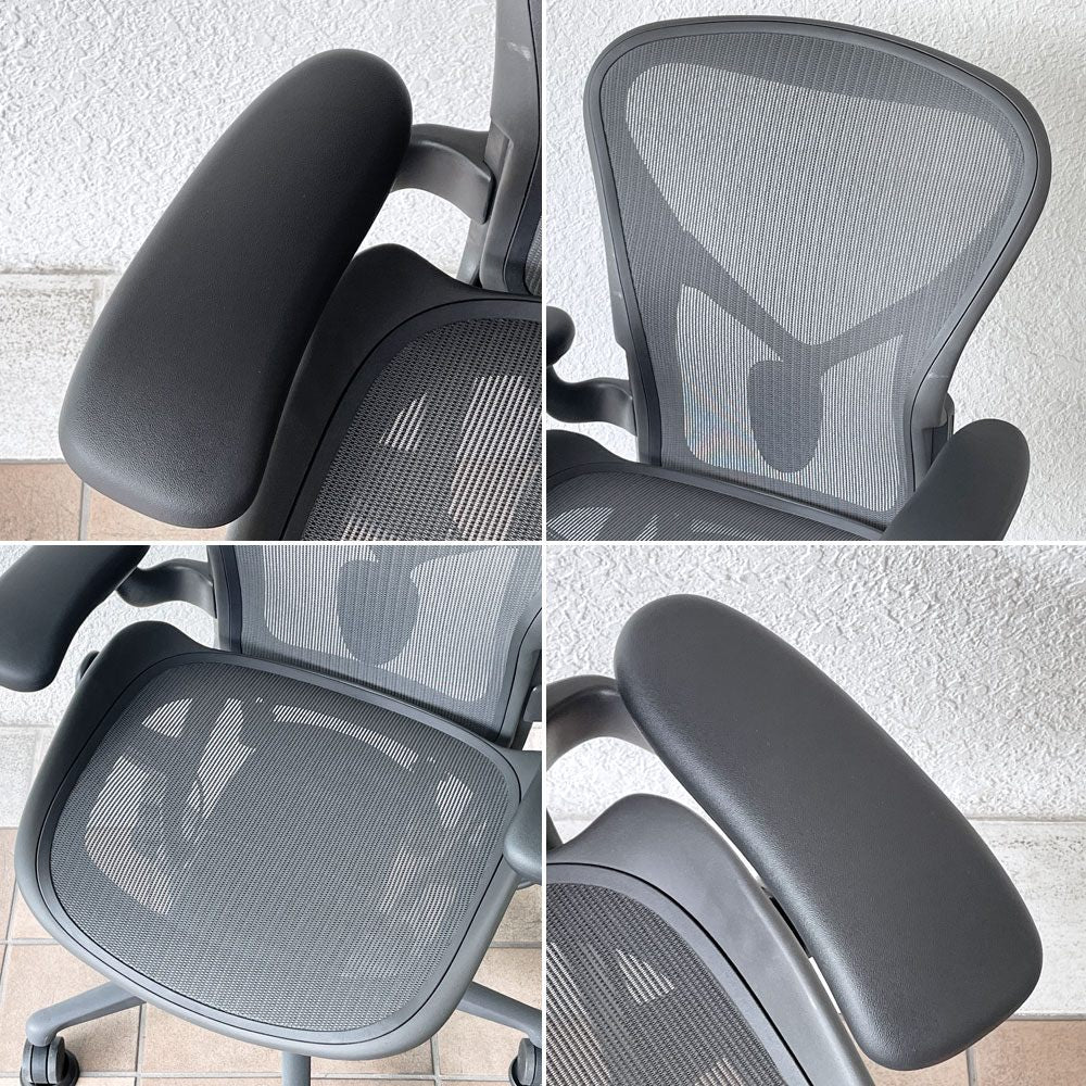 ハーマンミラー Herman Miller アーロンチェア デスクチェア リマスタード ライト Bサイズ グラファイトベース ビル・スタンフ ＆ ドン・チャドウィック ポスチャーフィット ◇