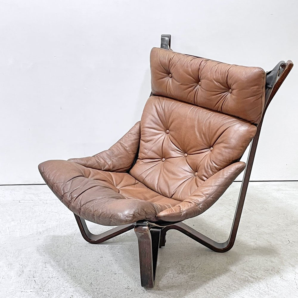 BRUNSTAD MOBELFABRIKK ブルンスタッドモーベルファブリック バイキングチェア Jim Myrstad ジム・ミュルスタッド ラウンジチェア 1Pソファ 本革 ビンテージ ノルウェー ●