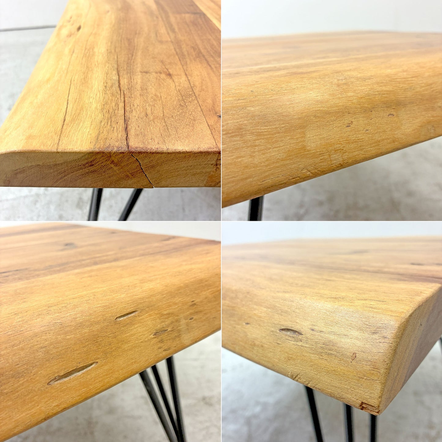 クラフト家具 Craft furniture 無垢材天板 ローテーブル ヘアピンレッグ 耳付き オーダーメイド ●