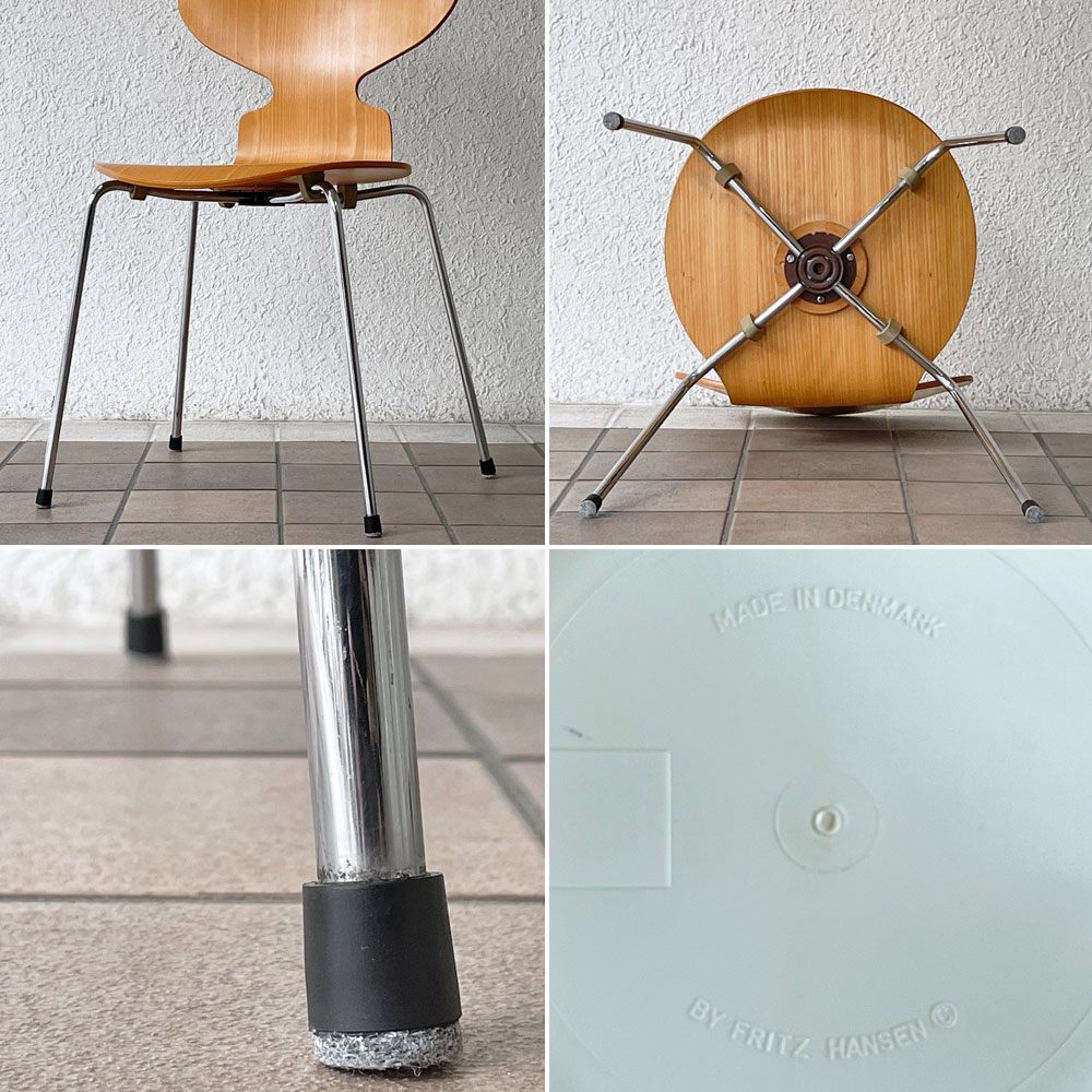 フリッツハンセン Fritz Hansen アントチェア 4本脚 ナチュラルビーチ ラッカー アルネ・ヤコブセン 北欧家具 E ◇