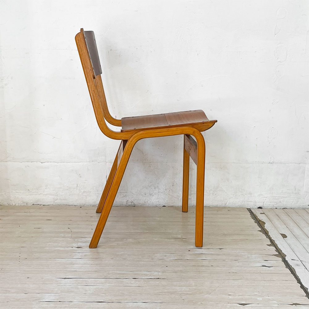 テクタファニチャーリミテッド TECTA Furniture Ltd. スクールチェア スタッキングチェア プライウッド オーク材 UKビンテージ 英国 ブロカント ★