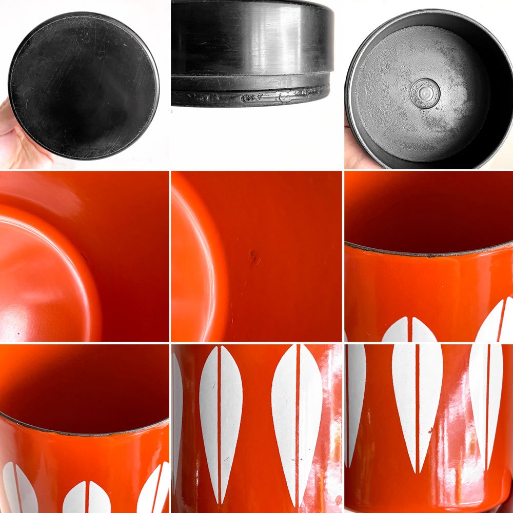 キャサリンホルム Cathrineholm ロータス Lotus キャニスター 缶 オレンジ 蓋付き アルミ製 北欧 ビンテージ ■