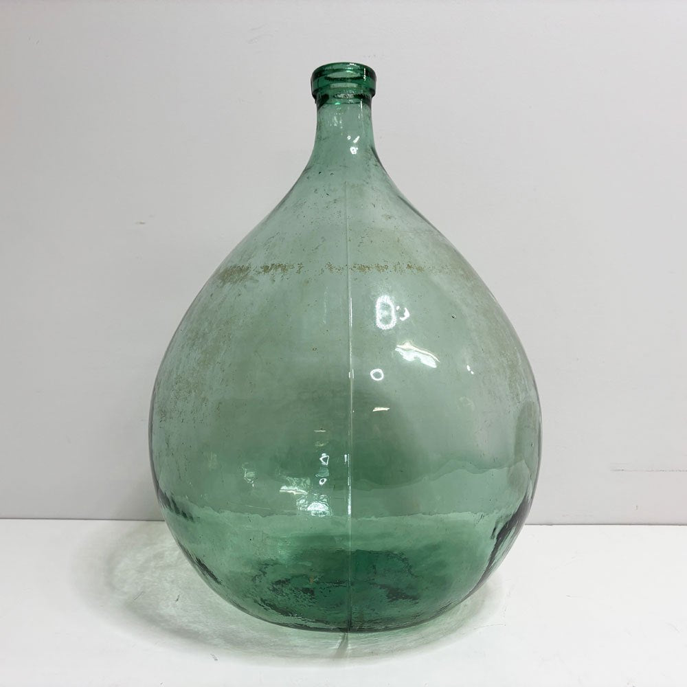 フランスビンテージ France Vintage ガラス デミジョンボトル フラワーベース 花瓶 アンティーク 高さ52cm グリーン ●