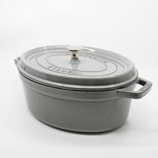 ストウブ STAUB ピコ ココット オーバル 両手鍋 グレー 29cm 鋳物 キャセロール ガス オーブン IH対応 フランス 定価¥ 45,100 ●